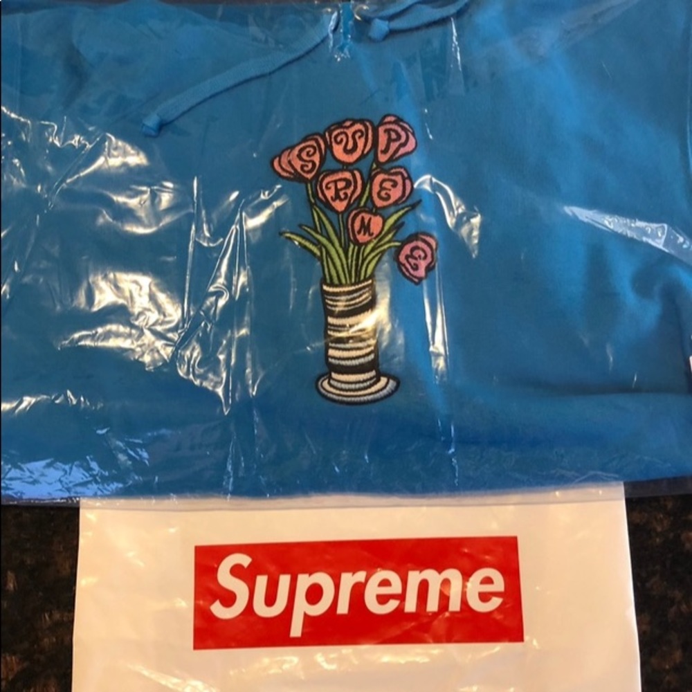 Supreme royal blue flower hoodie